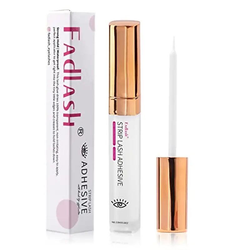 FADLASH Colle à Cils Transparente Pour Les Cils Colle à Cils Super Forte Pour Les Yeux Sensibles Colle à Cils Imperméable Colle à Cils Blanche Sans Latex Adhésif Pour Les Cils 5.5ml