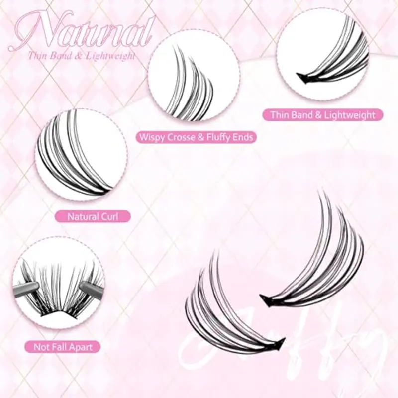 FADLASH Kit di Estensione Ciglia 240pcs 10D+20D D Curl Ciglia Finte Cluster Mix 8-16mm, Bond and Seal, Rimuovi Ciglia, Pinzette per Ciglia DIY Extension per Ciglia Set miniatura 3