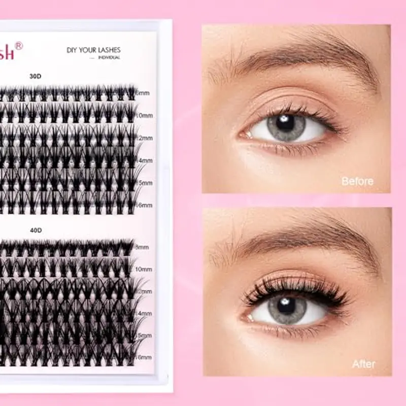 FADLASH Kit di Estensione Ciglia 240pcs 30D+40D Ciglia Finte Cluster, Bond and Seal, Rimuovi Ciglia, Pinzette per Ciglia DIY Extension per Ciglia Set miniatura 3