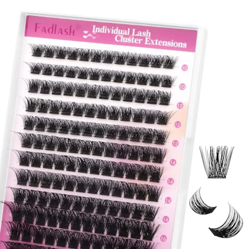Fadlash Naturali Ciglia Finte Ciuffetti 0.07mm D Arricciatura 10-16mm Estensione Ciglia Individuali Ciglia Ciuffetti per Uso Personale e Domestico(J02)