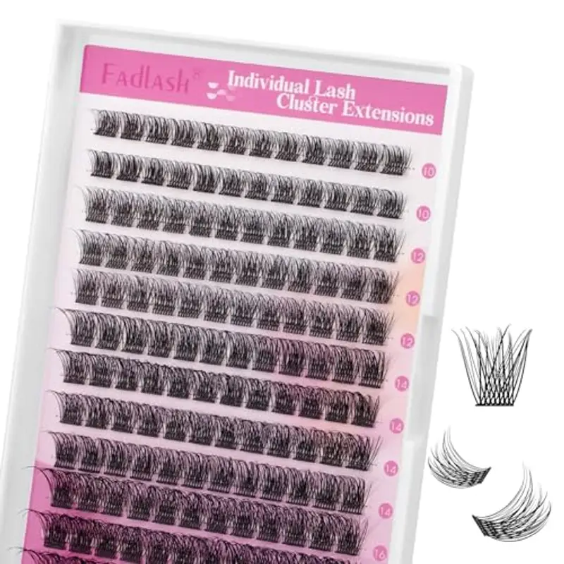 Fadlash Naturali Ciglia Finte Ciuffetti 0.07mm D Arricciatura 10-16mm Estensione Ciglia Individuali Ciglia Ciuffetti per Uso Personale e Domestico(J03)