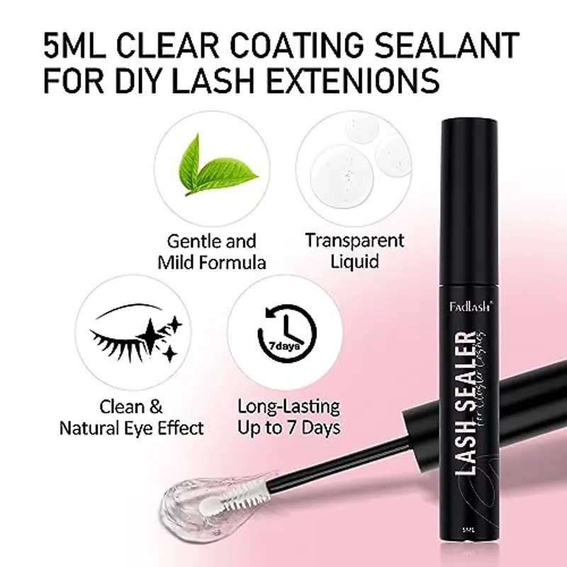 FADLASH Scellant à Cils Pour Extensions de Cils Scellant à Cils de Nuit Pour Cils en Grappe Rétention Longue Durée Scellant à Cils Scellant à Cils de Nuit Scellant à Cils (Transparent, 5ml) miniatura 3