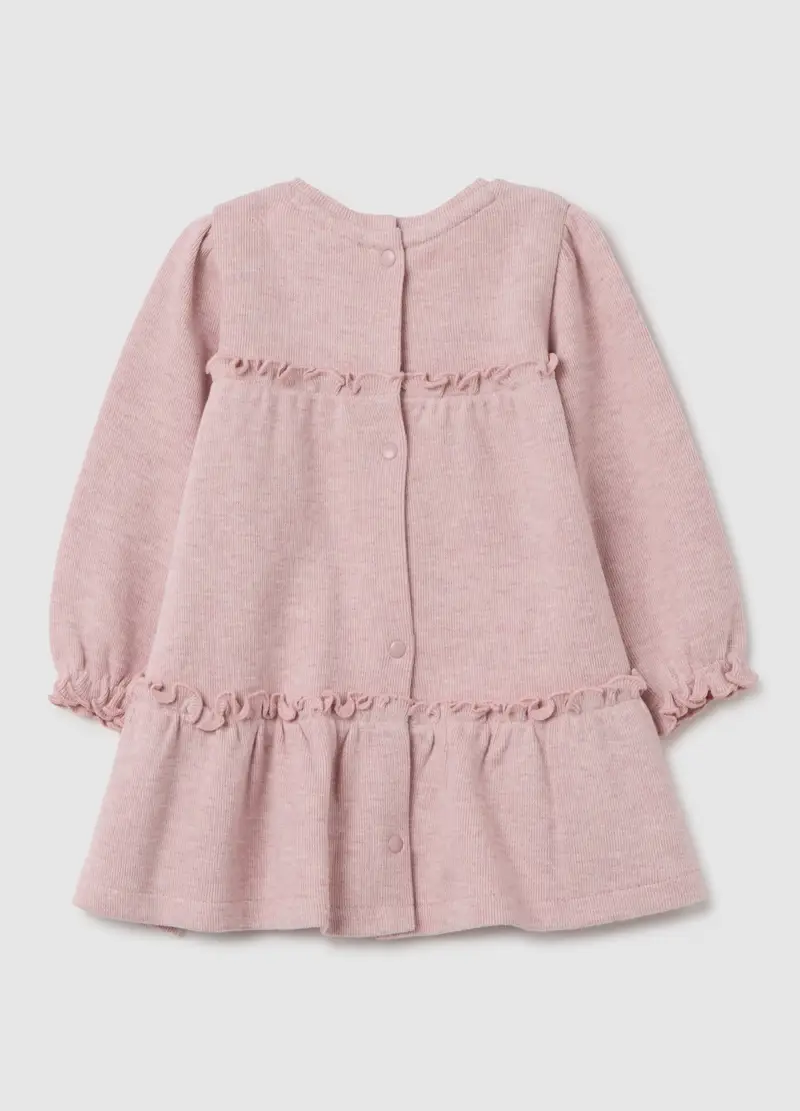 Abitino Da Neonata In Puro Cotone Rosa Con Volant, Rosa miniatura 2