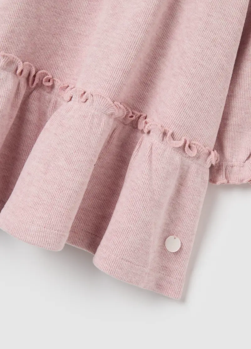 Abitino Da Neonata In Puro Cotone Rosa Con Volant, Rosa miniatura 3