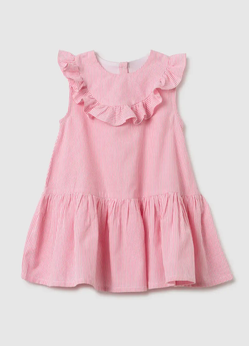 FAGOTTINO, Abito Da Bambina In Puro Cotone Rosa Regular Fit Con Volant, Rosa, Taglia: 9-12