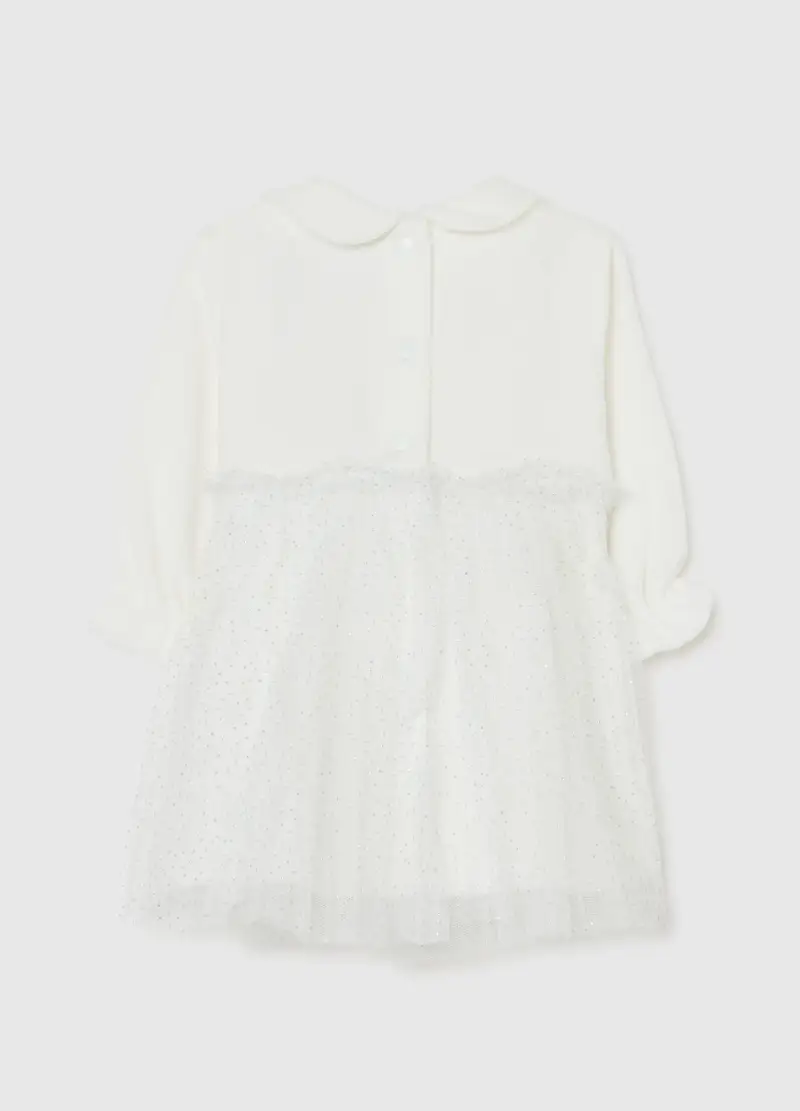 Abito Da Neonata In Misto Cotone Bianco Regular Fit Con Glitter, Bianco miniatura 2