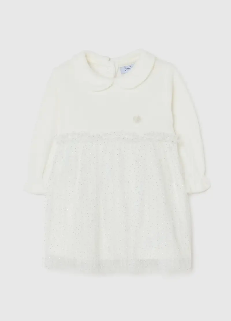 Abito Da Neonata In Misto Cotone Bianco Regular Fit Con Glitter, Bianco