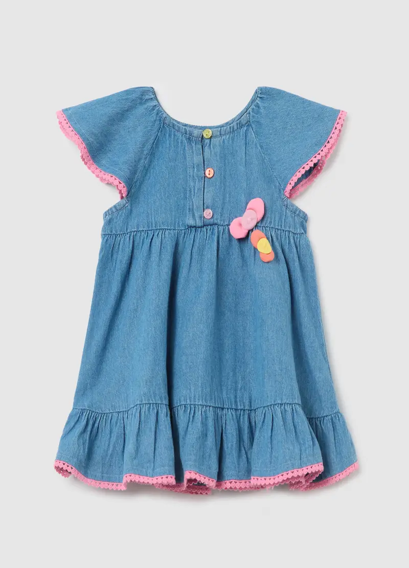 FAGOTTINO, Abito In Denim Con Fiocchi Applicati, Bambina, Denim, Taglia: 9-12
