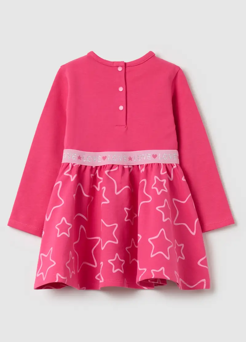 Abito In French Terry Con Stampa Stelle, Bambina, Rosa miniatura 2