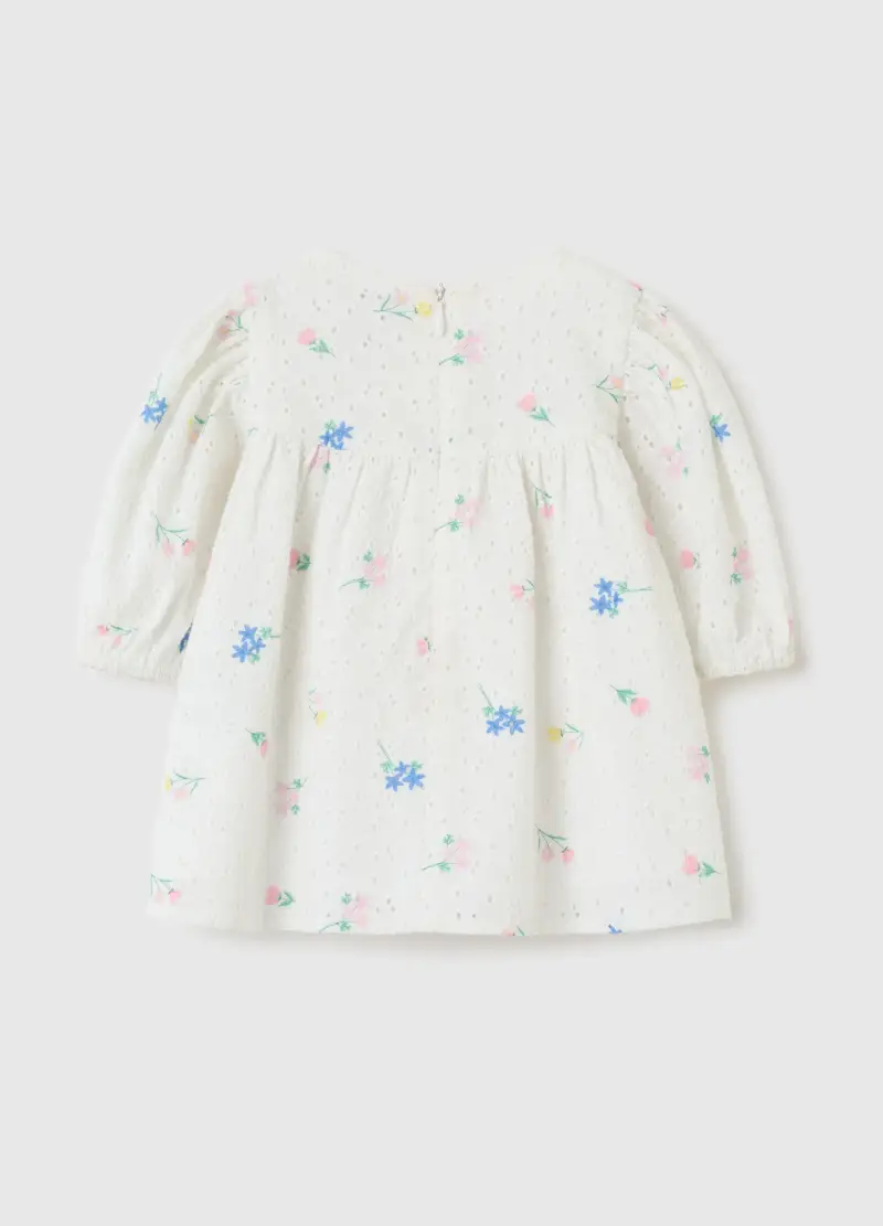 Abito In Sangallo Con Ricamo Fiorellini, Bambina, Bianco miniatura 2