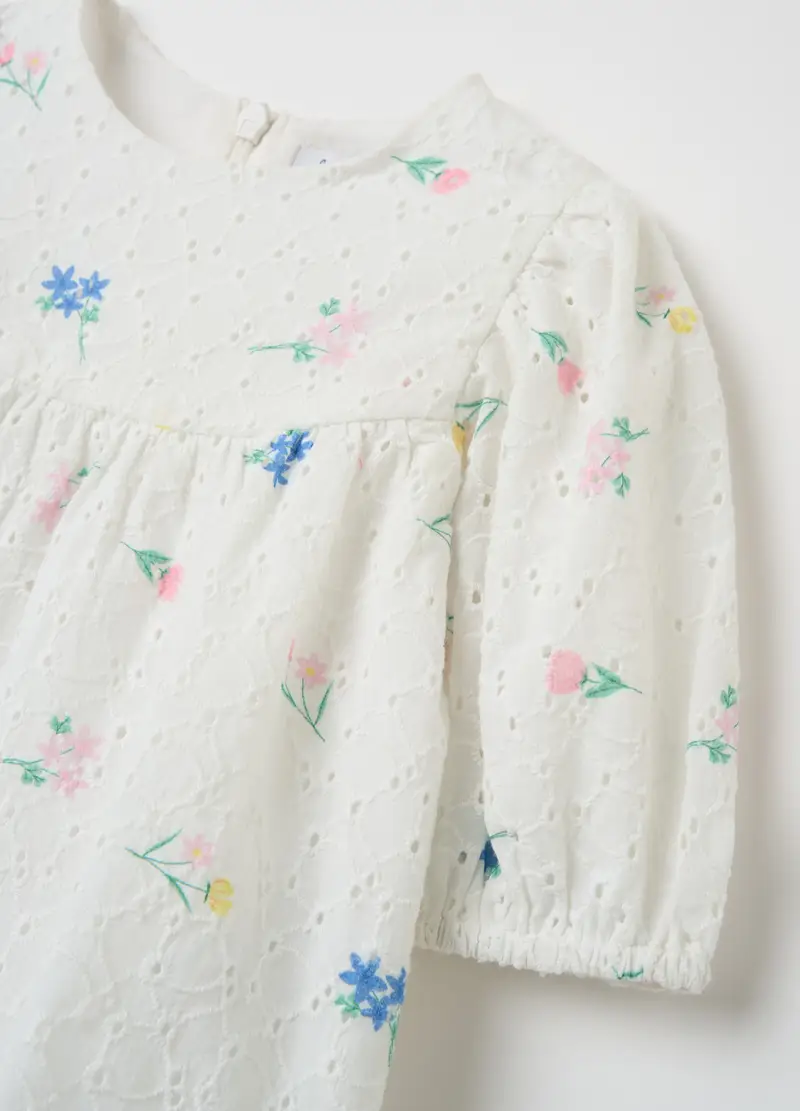 FAGOTTINO, Abito In Sangallo Con Ricamo Fiorellini, Bambina, Bianco, Taglia: 12-18 miniatura 2