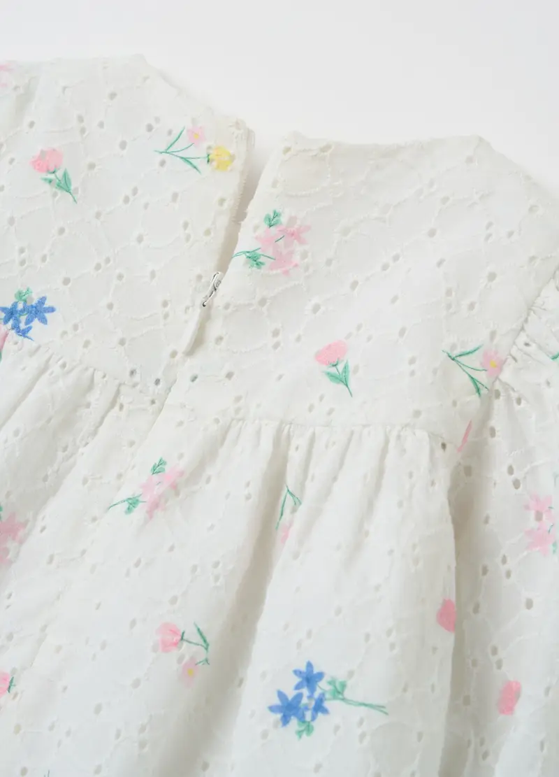 FAGOTTINO, Abito In Sangallo Con Ricamo Fiorellini, Bambina, Bianco, Taglia: 12-18 miniatura 3