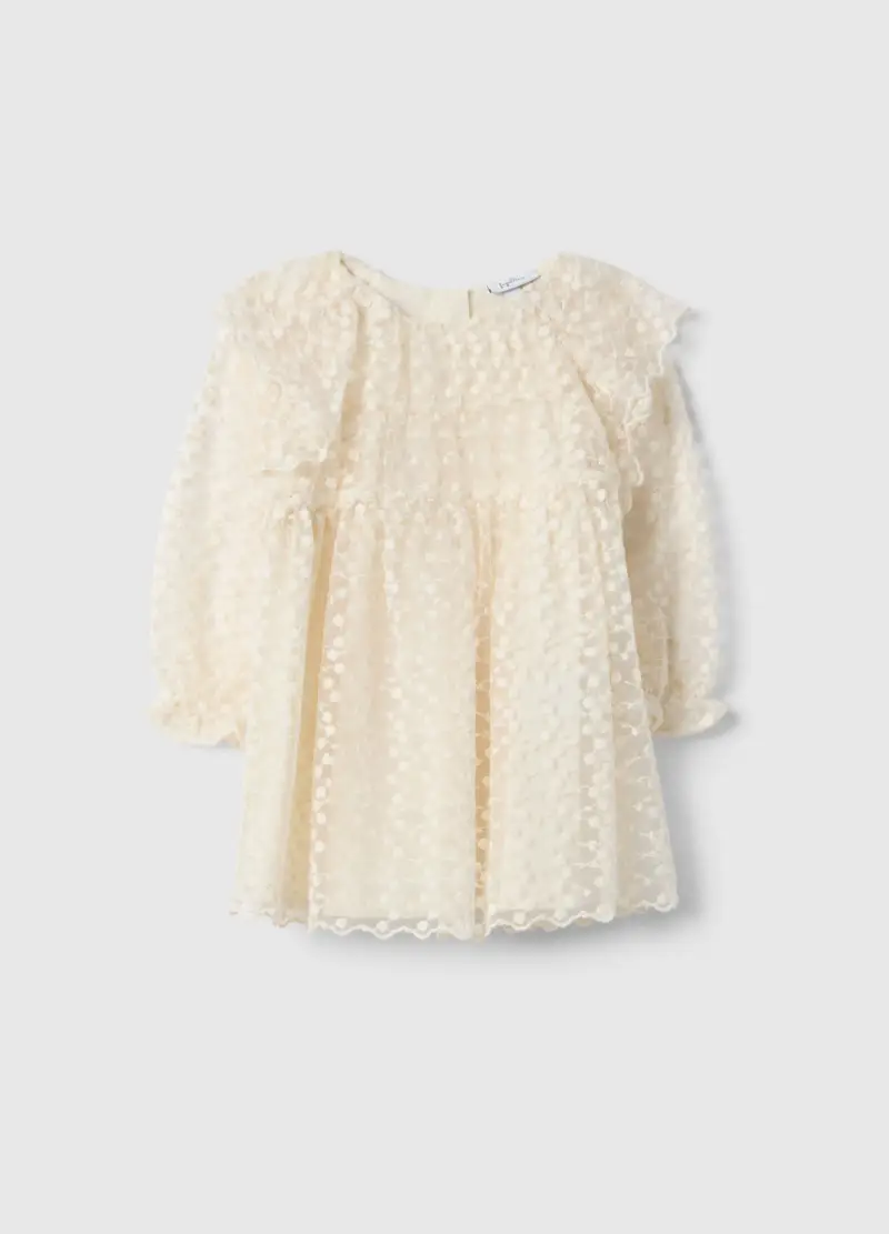 Abito Lungo In Misto Cotone Beige Da Bimba Regular Fit, Bambina, Beige