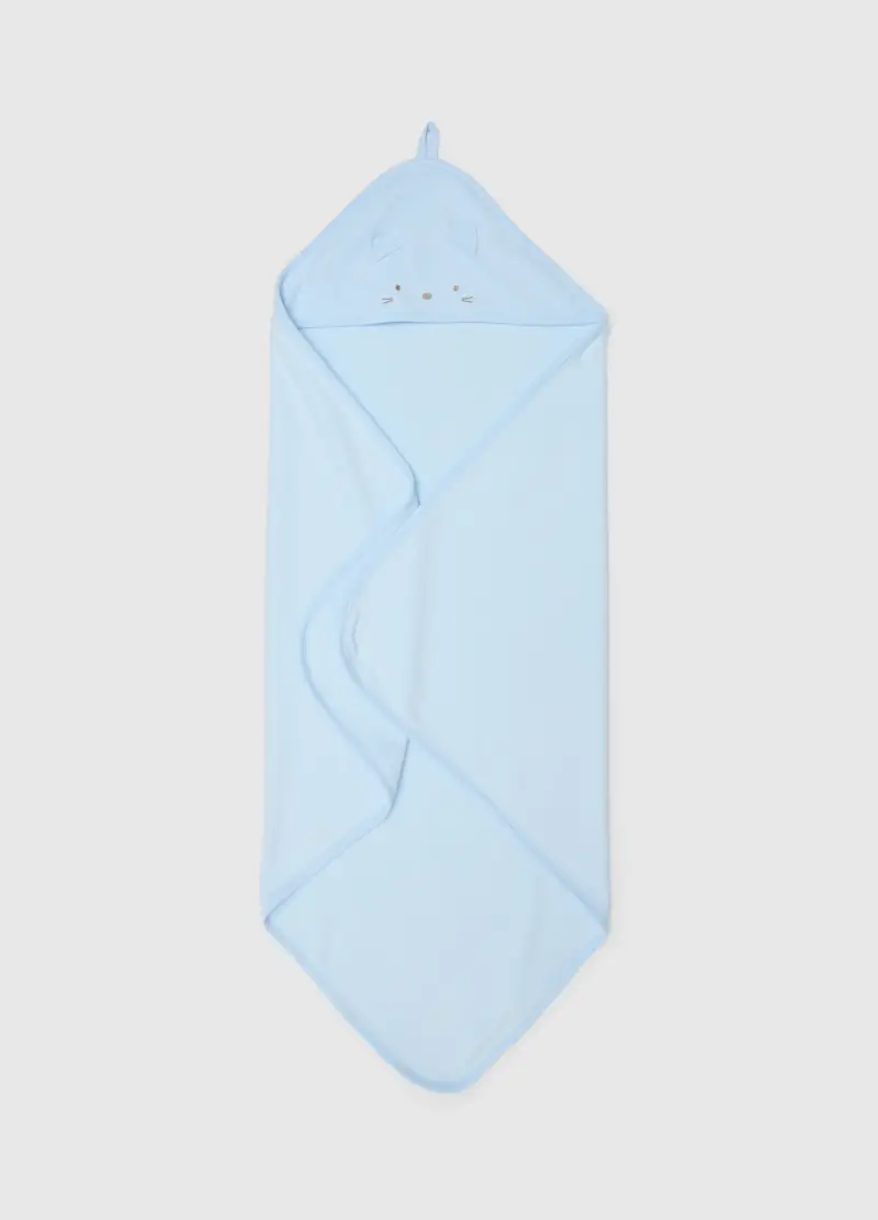 Accappatoio Azzurro Da Neonato In Misto Cotone Regular Fit, Azzurro miniatura 2