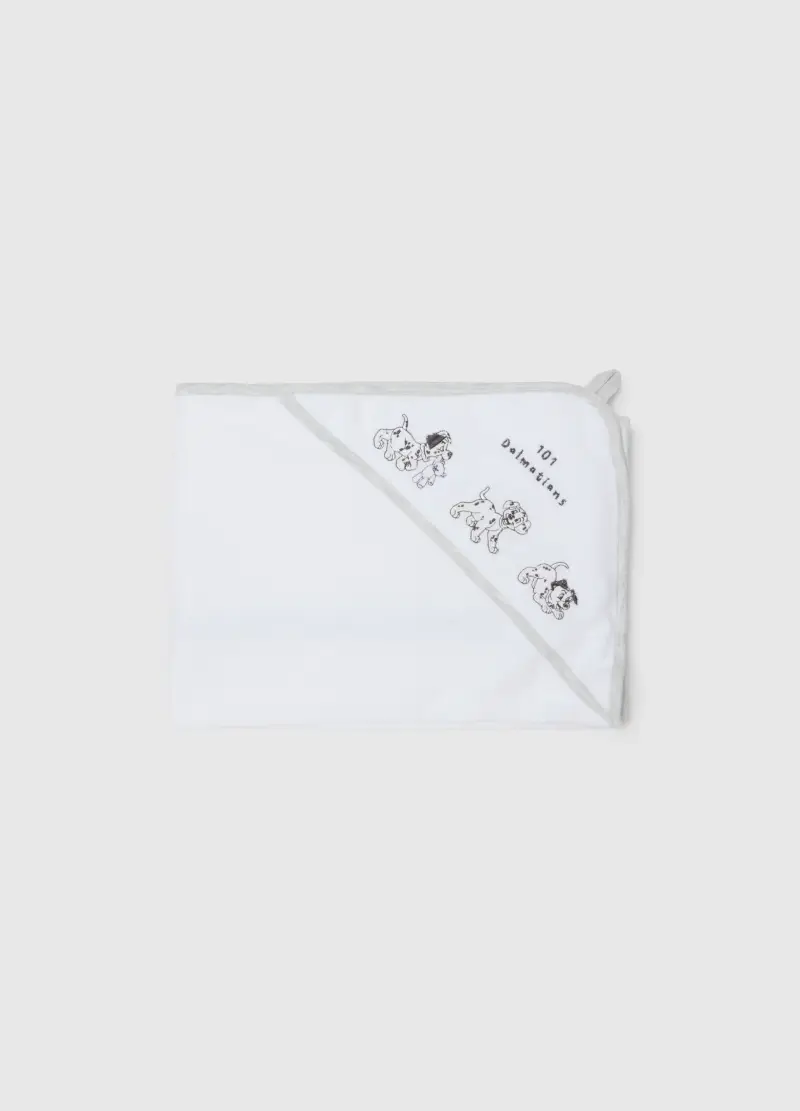 Accappatoio Bianco Da Neonato In Misto Cotone Con Fantasia Disney, Unisex, Bianco