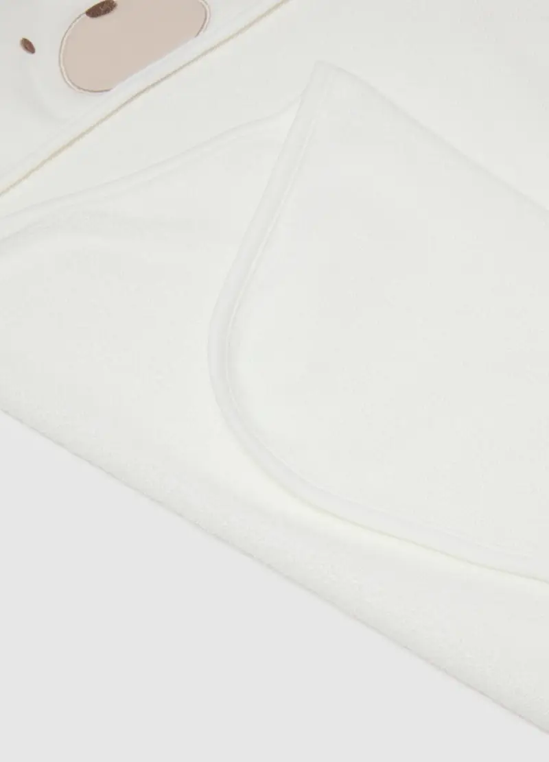 Accappatoio In Misto Cotone Bianco Da Neonato Con Cappuccio, Unisex, Bianco miniatura 3