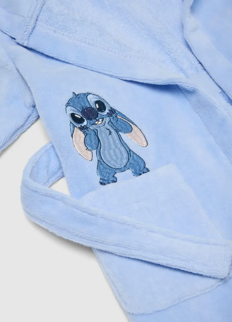 Accappatoio In Puro Cotone Azzurro Da Neonata Con Design Stitch, Bambina, Azzurro miniatura 3