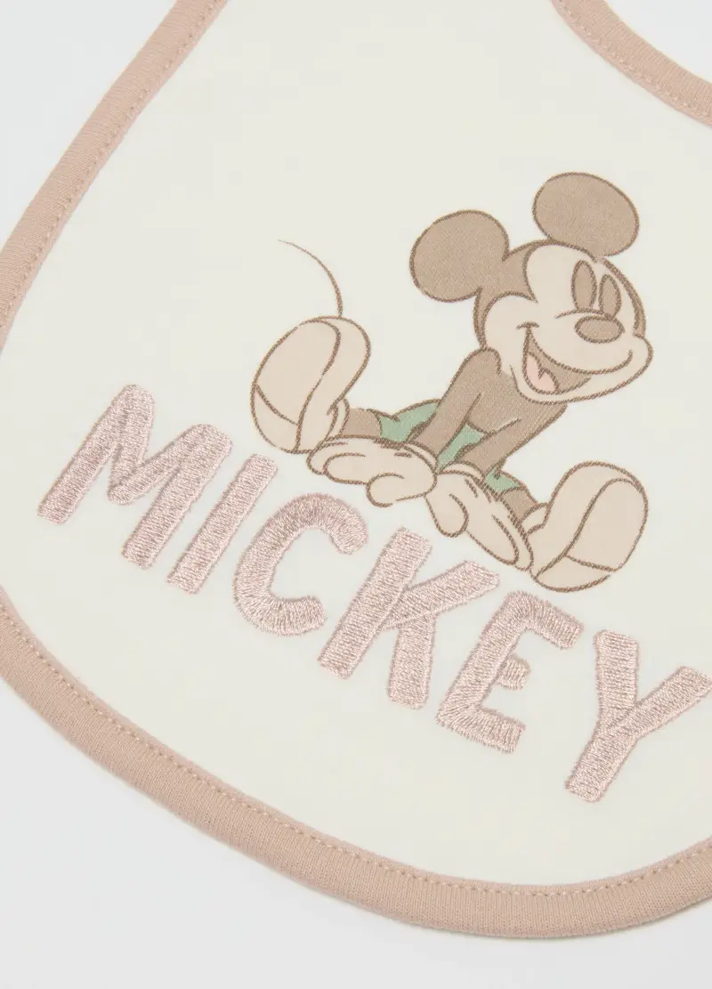 Bavetta Bianca In Cotone Con Stampa, Neonato, Beige, .U miniatura 2