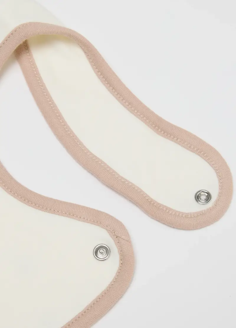 Bavetta Bianca In Cotone Con Stampa, Neonato, Beige, .U miniatura 3