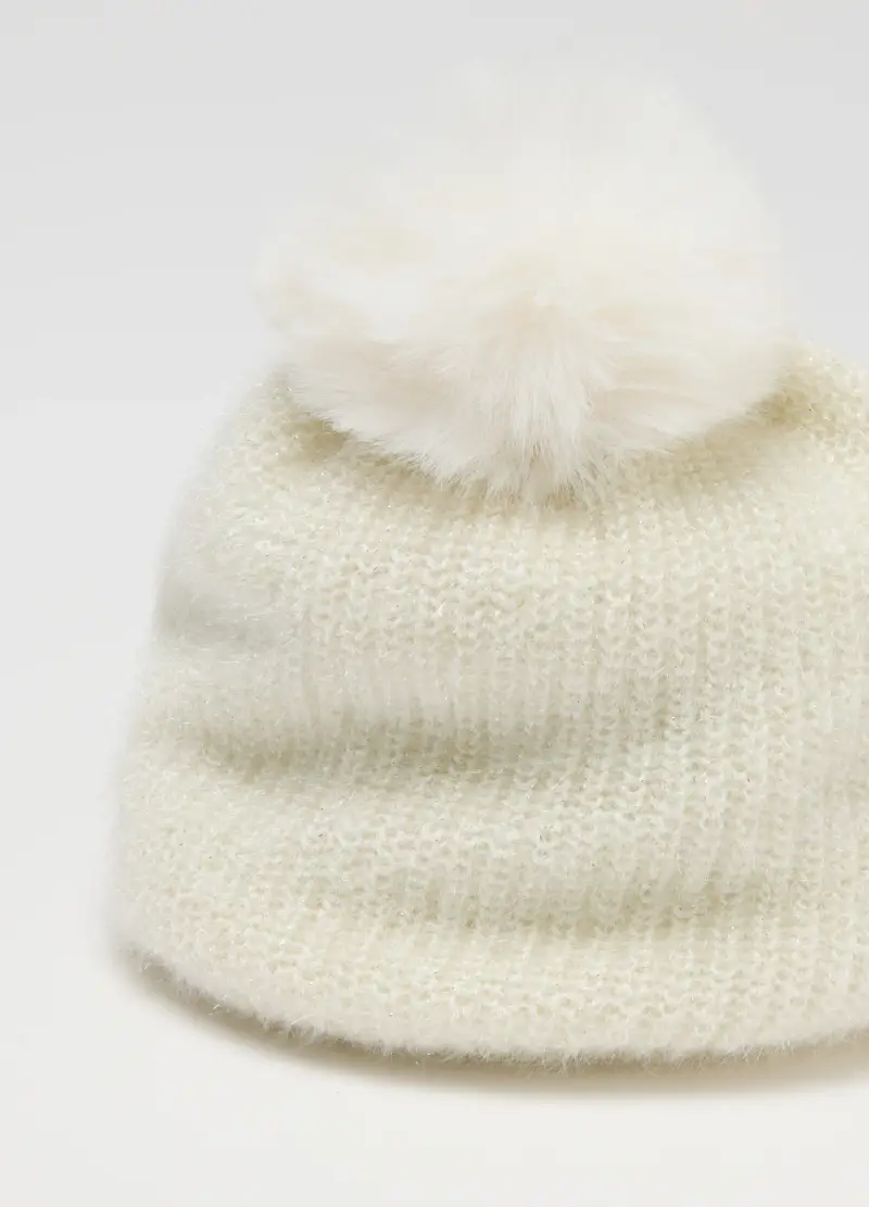 Berretto Da Bimba Bianco Con Pon Pon, Bambina, Bianco miniatura 3