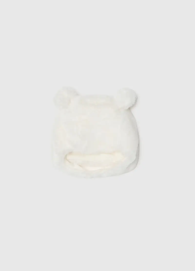 Berretto Da Neonato Rosa Con Orecchie, Neonata, Bianco