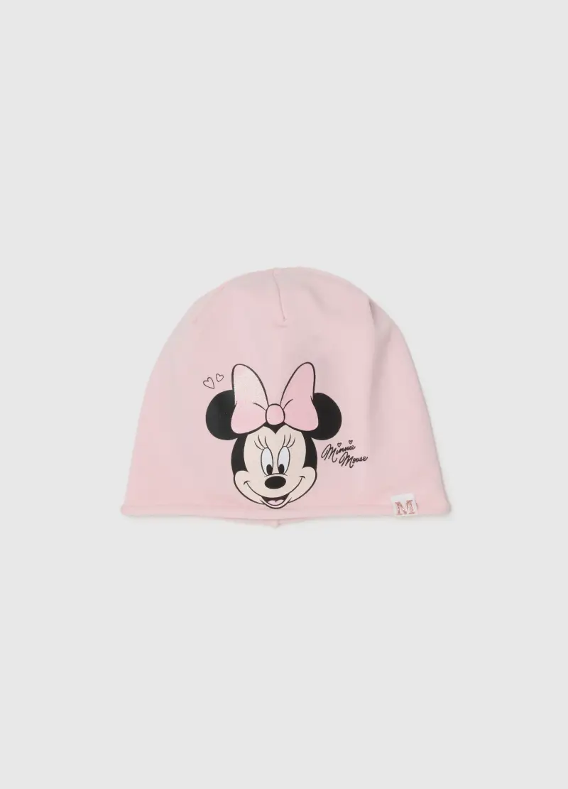 Berretto In Cotone Elasticizzato Rosa Da Bimba Con Stampa Minnie, Bambina, Rosa