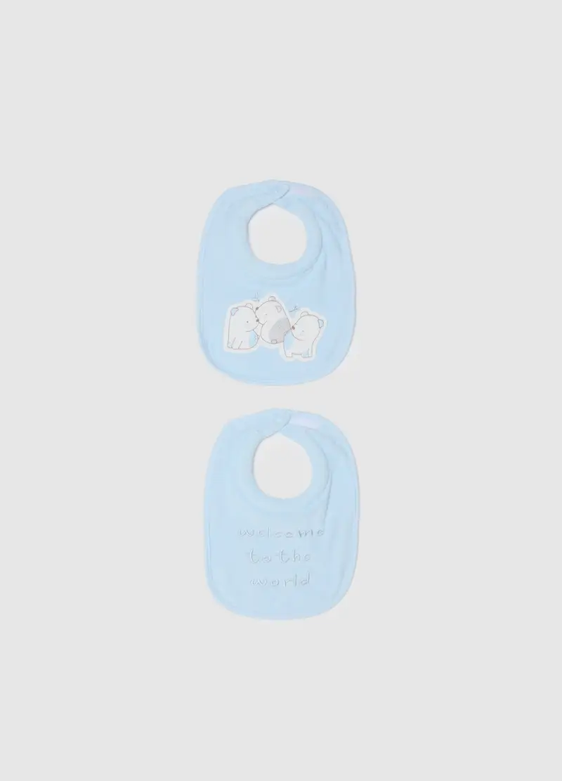 FAGOTTINO, Bipack Bavaglini Da Bambino In Puro Cotone Azzurri, Neonato, Azzurro, Taglia: T.U.