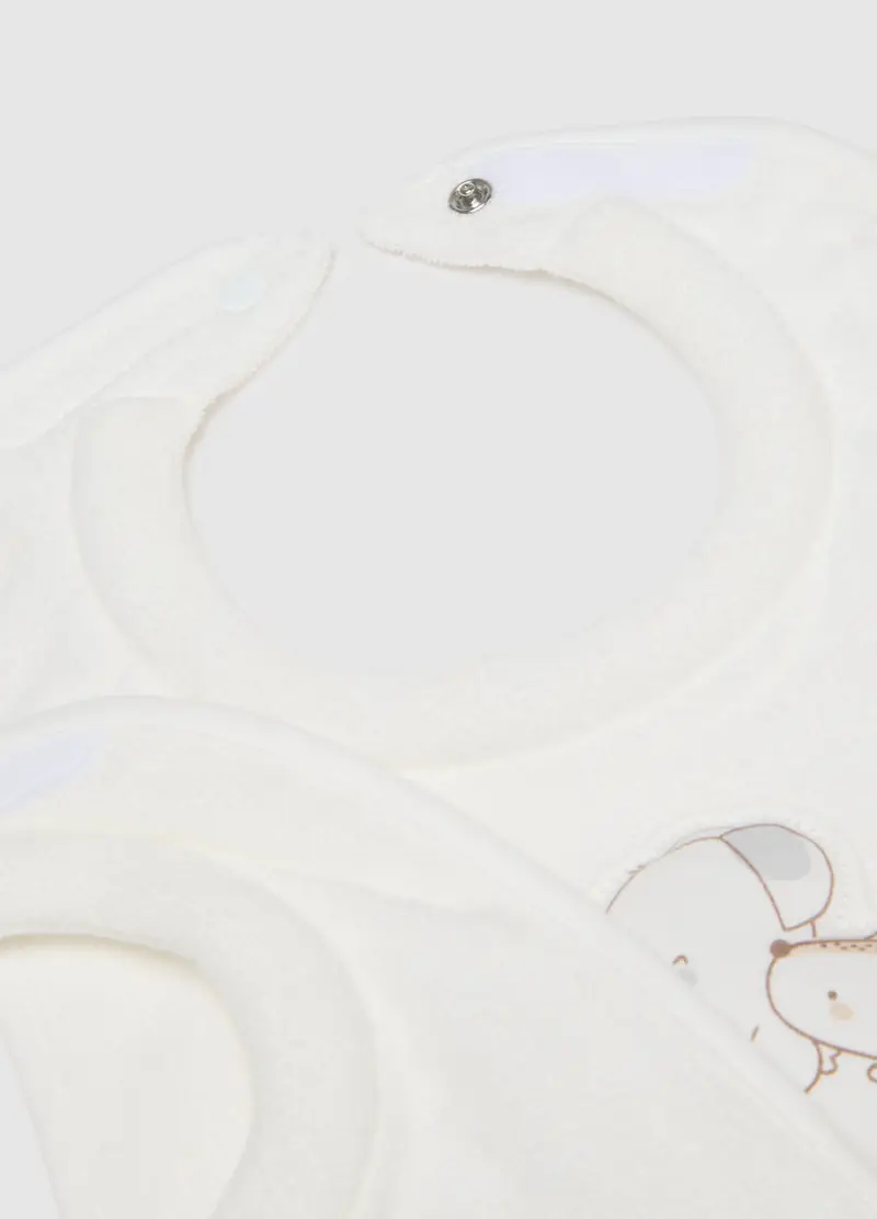 FAGOTTINO, Bipack Bavaglini Da Bambino In Puro Cotone Bianco Con Stampa, Neonato, Bianco, Taglia: T.U miniatura 2