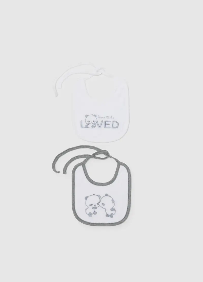 Bipack Bavette Da Neonato In Cotone Bianche E Chiusura Con Laccio, Unisex, Multicolor, .U