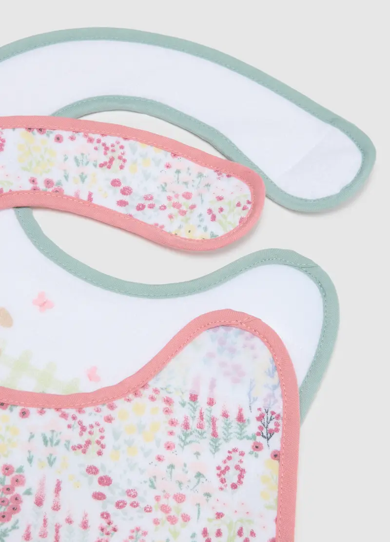 Bipack Bavette In Puro Cotone Multicolor Per Neonati Con Ricami, Neonata, Multicolor, U miniatura 2