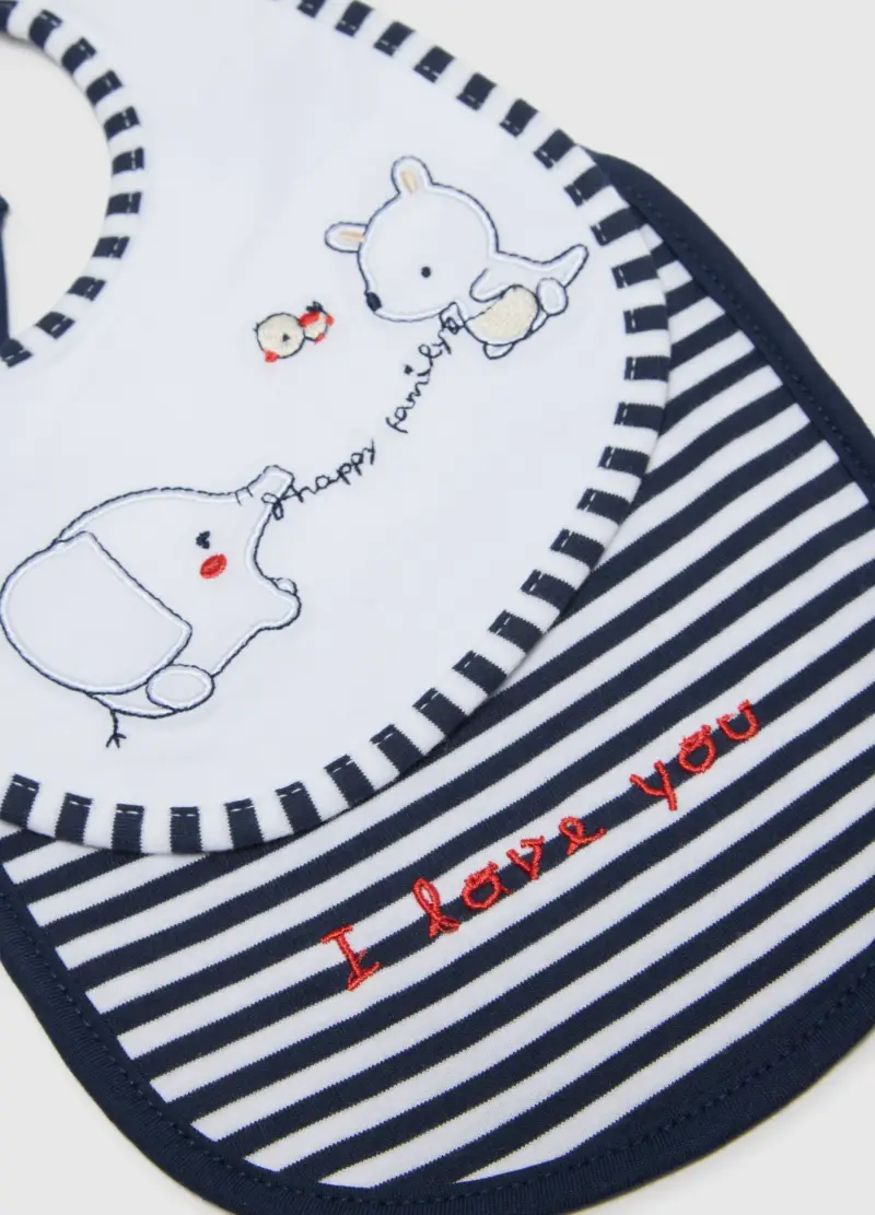 Bipack Bavette In Puro Cotone Multicolor Per Neonati Con Ricami, Unisex, Multicolor, U miniatura 2