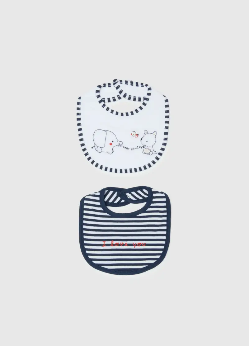 Bipack Bavette In Puro Cotone Multicolor Per Neonati Con Ricami, Unisex, Multicolor, U