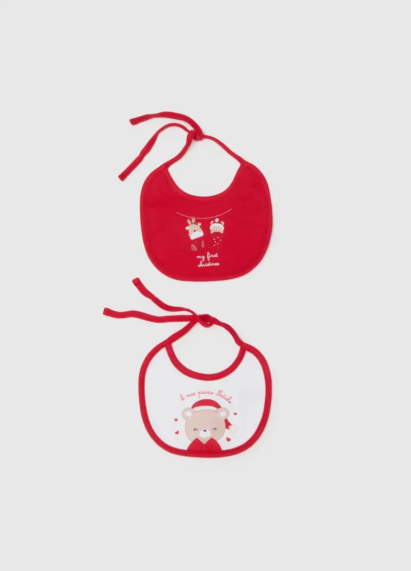 Bipack Bavette Natalizie Da Neonata In Puro Cotone Multicolor, Multicolor, .U