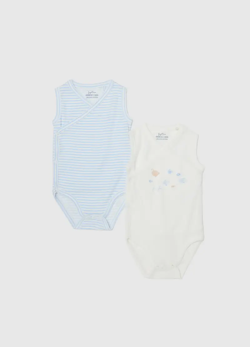 Bipack Body In Puro Cotone Multicolor Senza Maniche Per Bimbi, Neonato, Multicolor