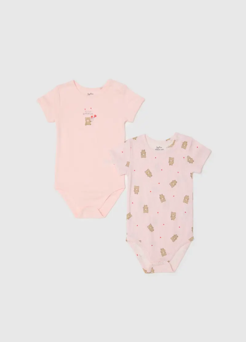 Bipack Body In Puro Cotone Rosa Da Neonata Con Stampe Di Orsetti, Bambina, Rosa