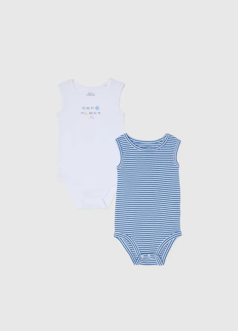 Bipack Body Senza Maniche In Puro Cotone Multicolor Da Neonato, Bambino, Multicolor