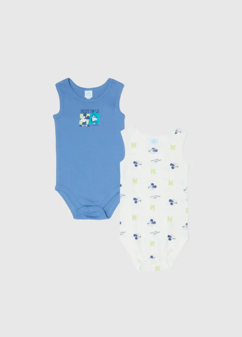 Bipack Body Senza Maniche In Puro Cotone Multicolor Da Neonato Topolino, Bambino, Multicolor