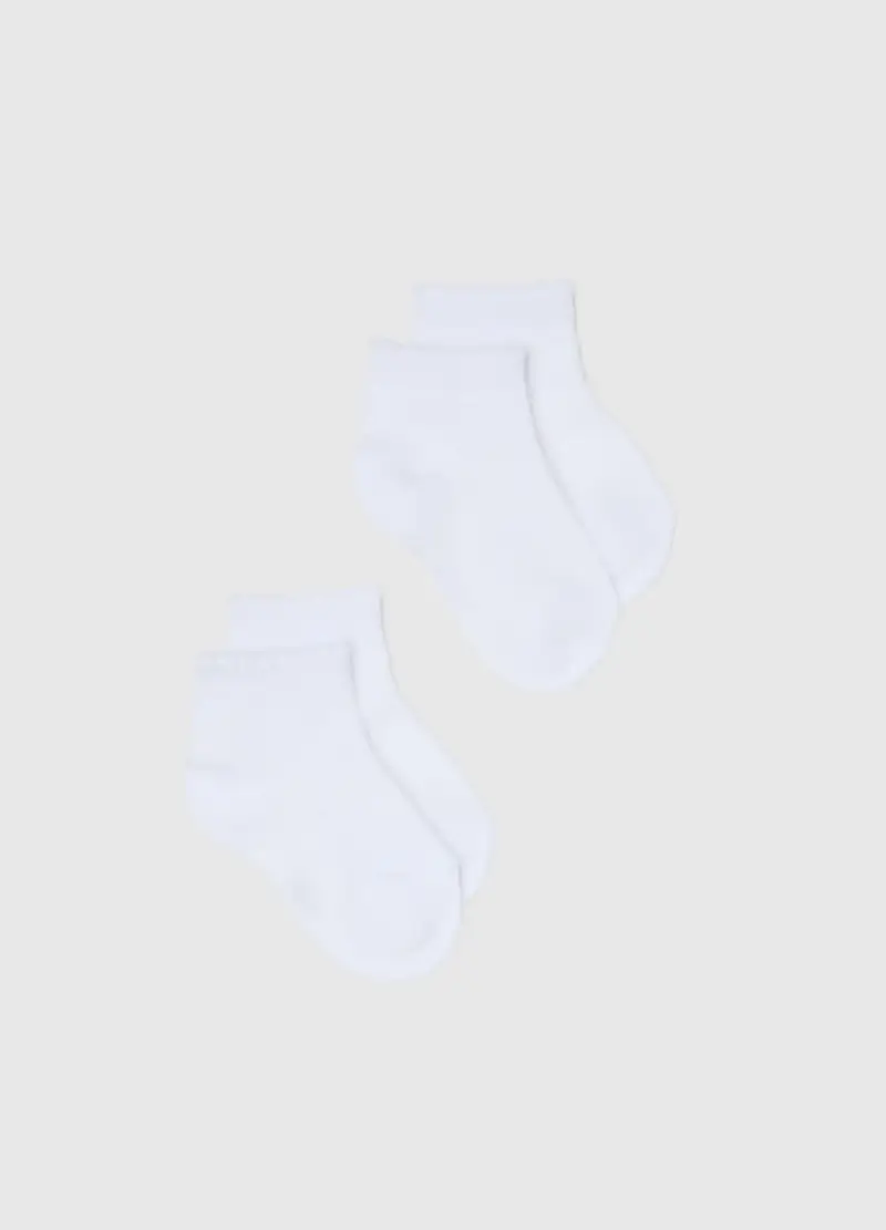 Bipack Calze Corte In Misto Cotone Bianco Da Neonato Regular Fit, Bambina, Bianco