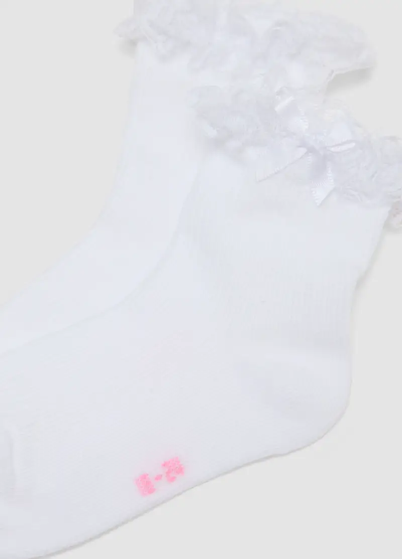 Bipack Calze Corte In Misto Cotone Multicolor Da Neonata Con Balze, Bambina, Multicolor miniatura 3