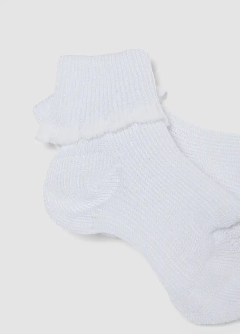 Bipack Calzini In Misto Cotone Bianchi Da Neonato Con Bordo Ricamato, Unisex, Bianco miniatura 2