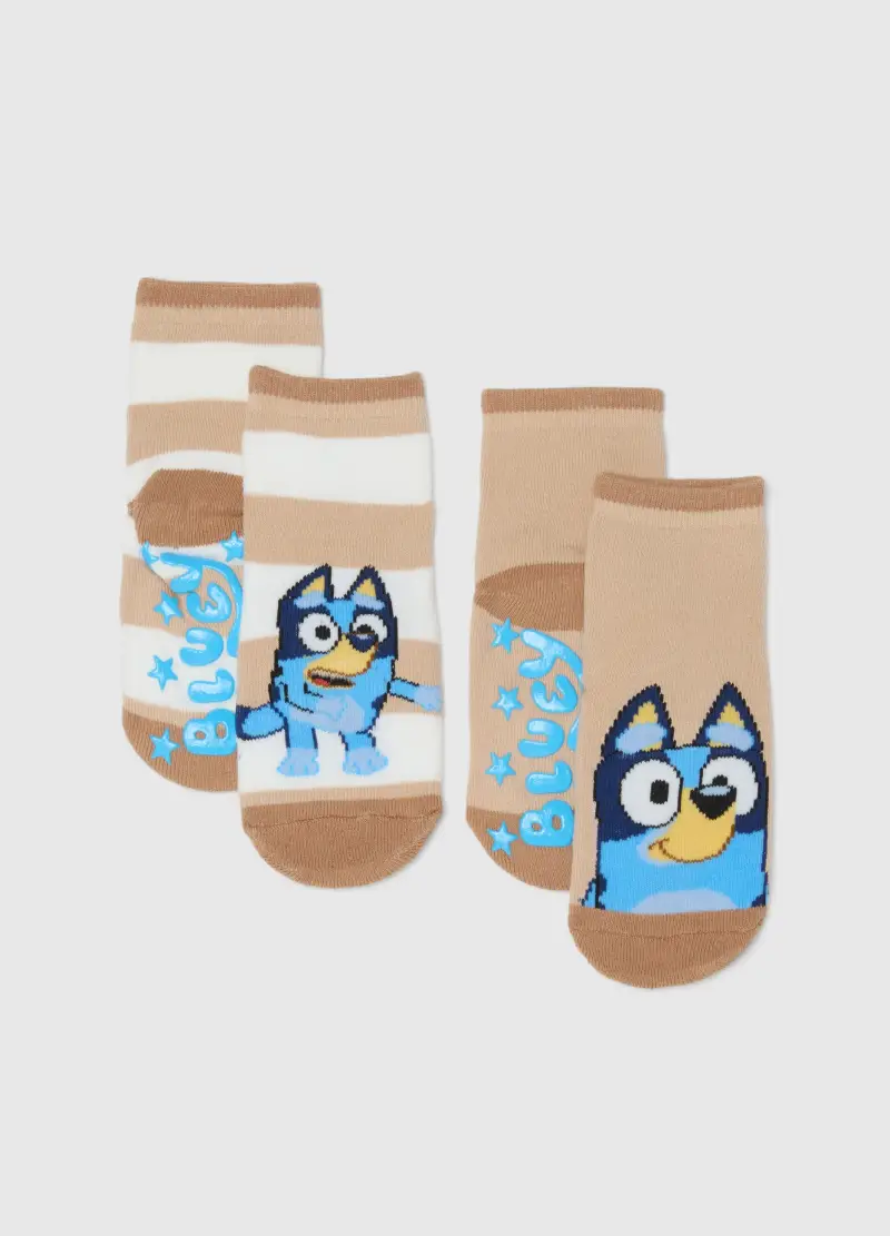 Bipack Calzini In Misto Cotone Multicolor Da Neonato Con Ricamo Bluey, Bambino, Multicolor