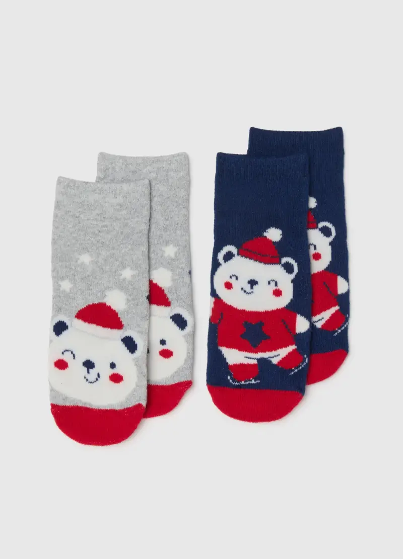 Bipack Calzini Natalizi Multicolor Da Neonato In Misto Cotone, Unisex, Multicolor