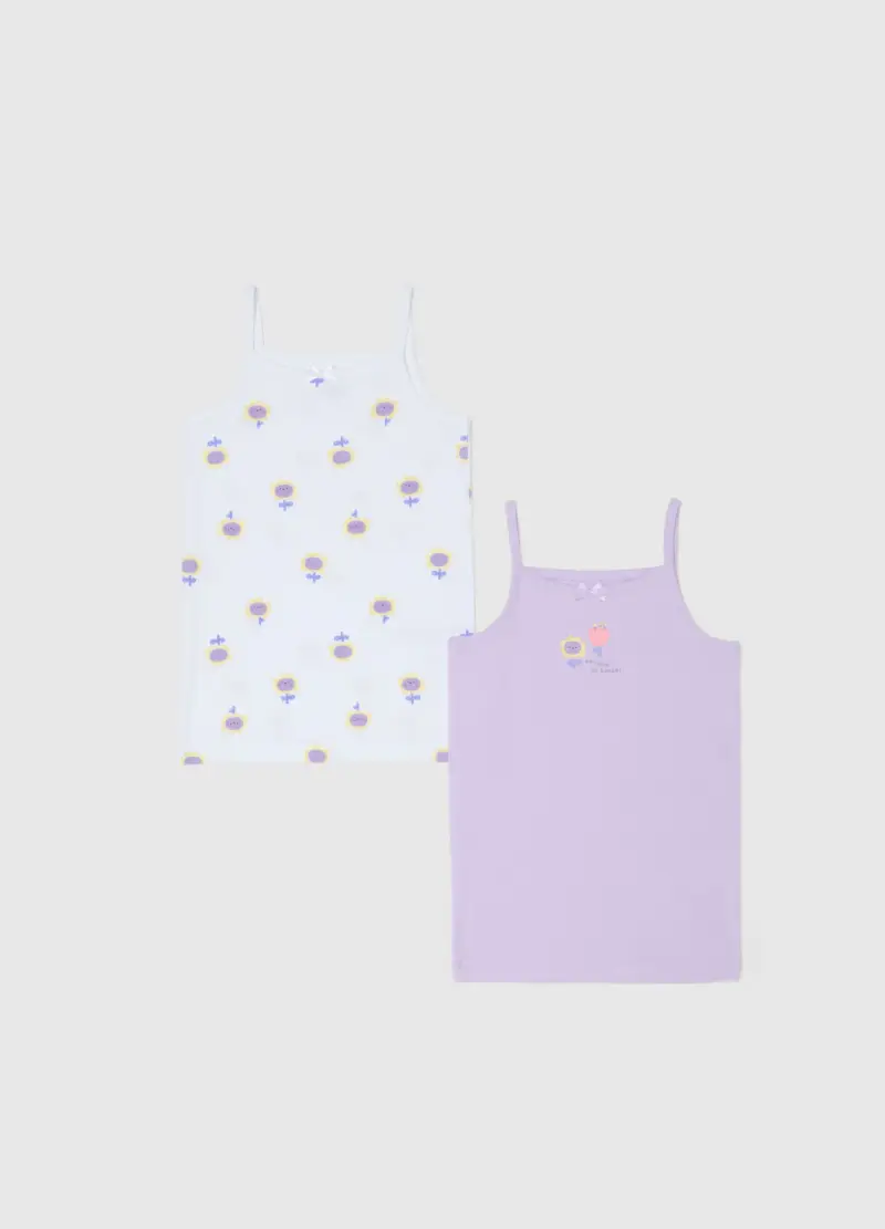 Bipack Canotte In Puro Cotone Multicolor Da Neonata Con Girasoli, Bambina, Multicolor