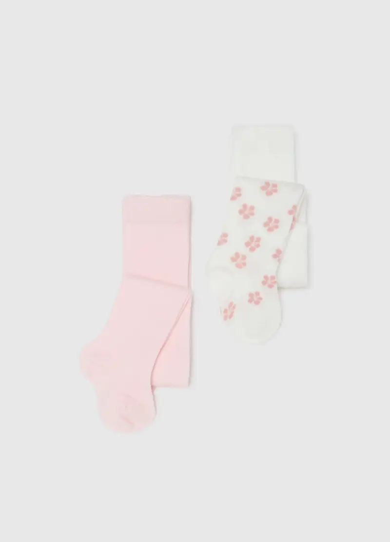 Bipack Collant Rosa E Bianco Per Bambina, Bianco