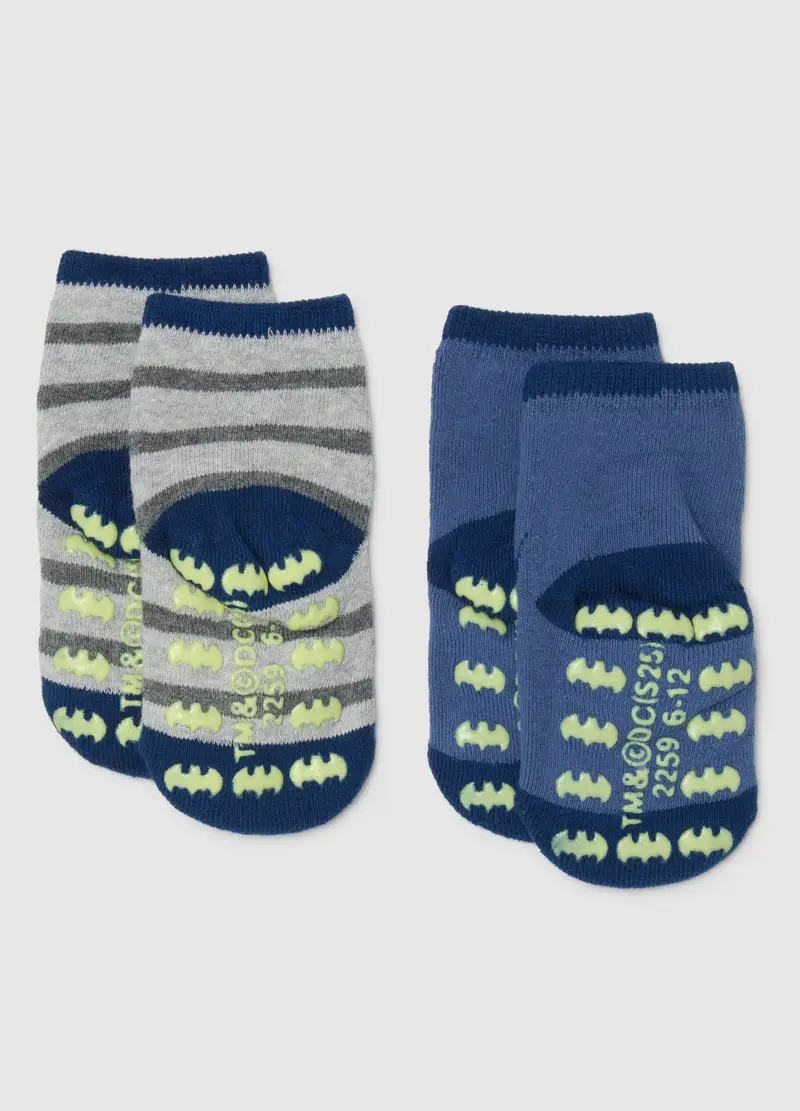Bipack Di Calzini Antiscivolo Da Neonato Multicolor Con Stampa Batman, Multicolor miniatura 2