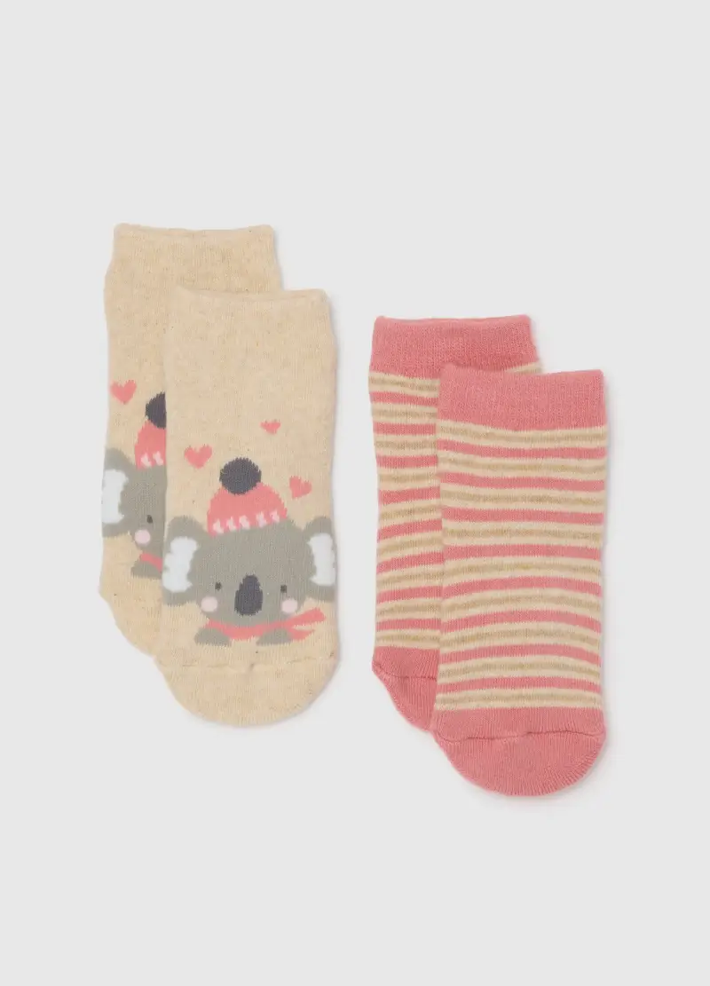 Bipack Di Calzini Da Neonata Multicolor Con Koala, Bambina, Beige