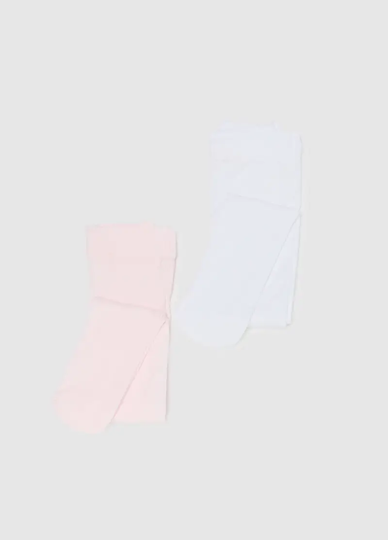 Bipack Di Collant Rosa E Bianco Per Bambina, Rosa
