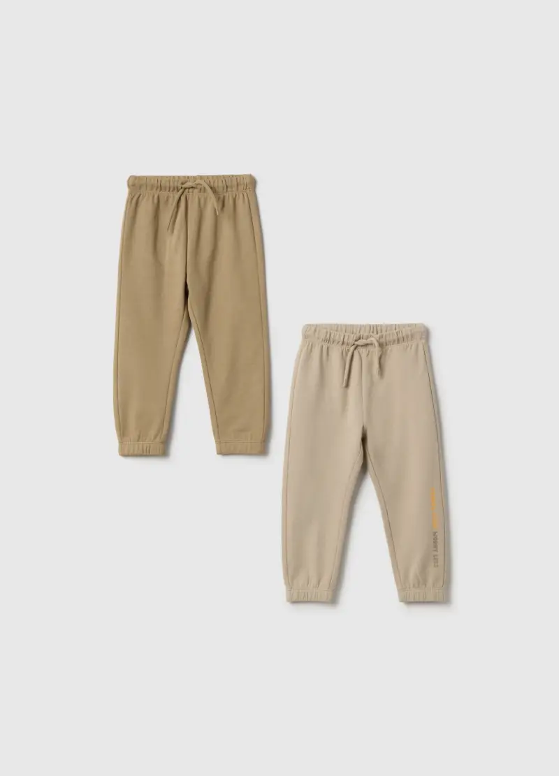 Bipack Jogger In Puro Cotone Beige Da Bimbo Regular Fit, Bambino, Beige