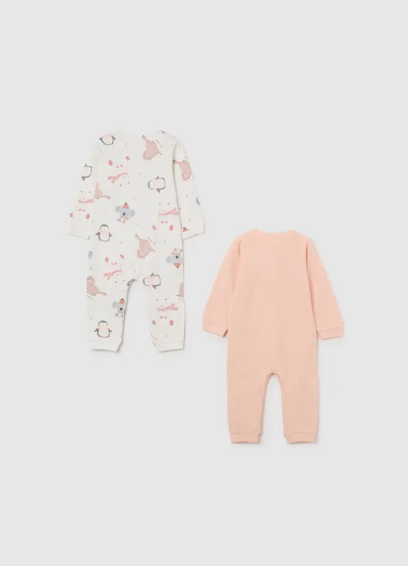 Bipack Pagliaccetti Multicolor Da Neonato In Puro Cotone Con Stampe, Bambina, Multicolor miniatura 2