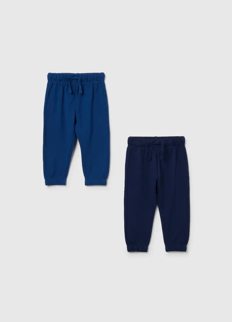 Bipack Pantaloni Da Bambino In Puro Cotone Blu Regular Fit, Blu